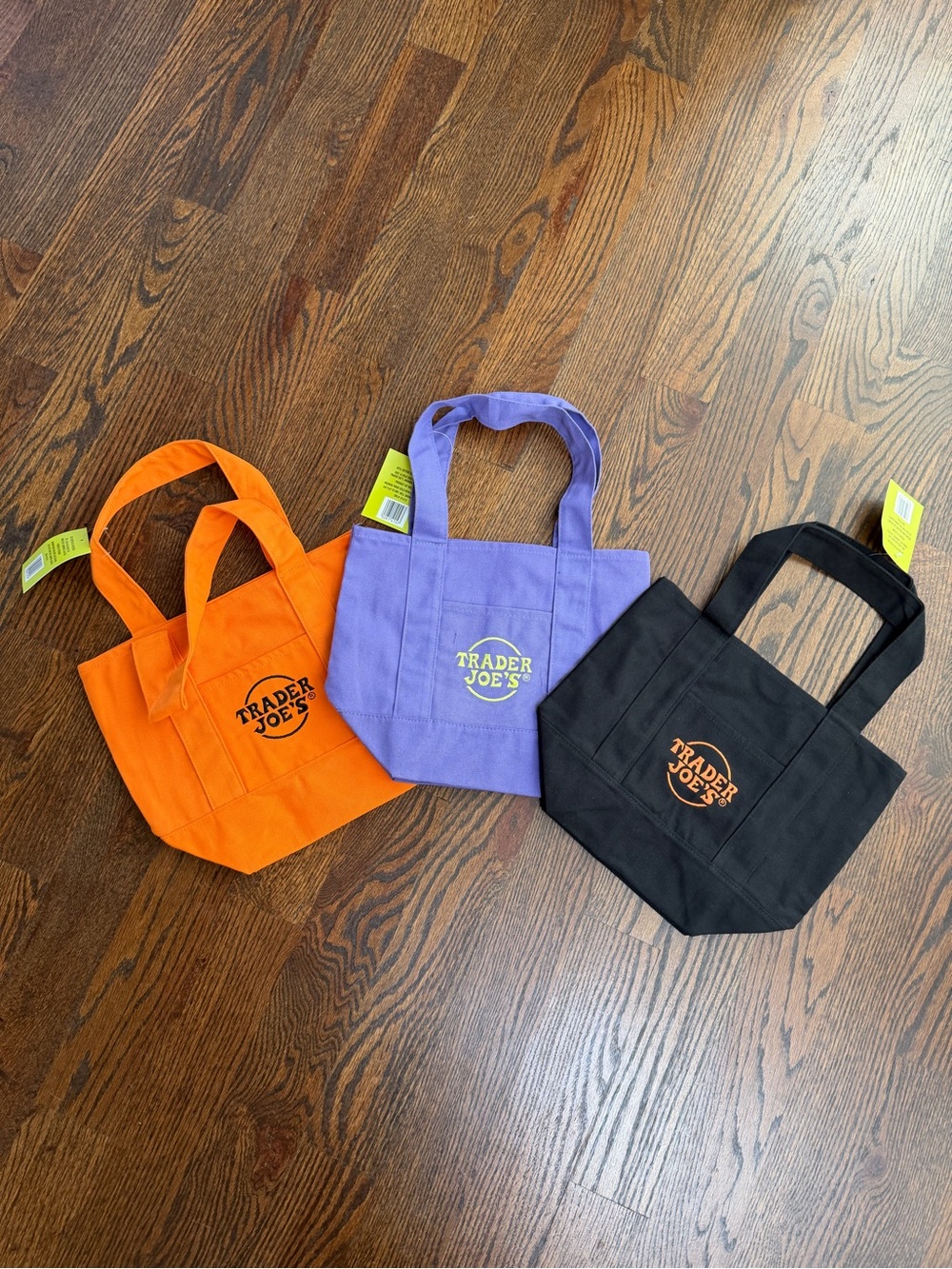 Set of 3 Trader Joe’s Halloween mini totes black orange purple 🖤🧡💜 2026 with tag